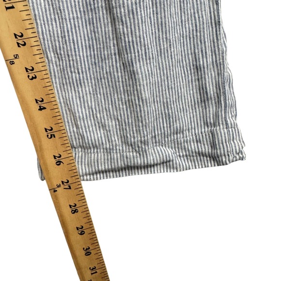 Quince Linen Wide Leg Pants XS Blue White Stripe Drawstring - Picture 6 of 9